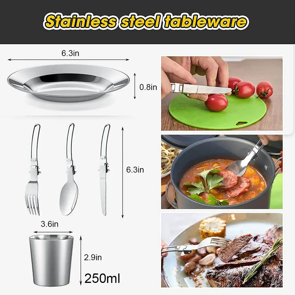 Compact Travel Cookware Set - Durable Easy Clean Camping Kit