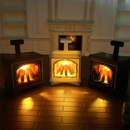 Tiny LED Mini Fireplace Doll House Accessory