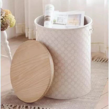 Space Saving Iron Side Table with Storage Bin