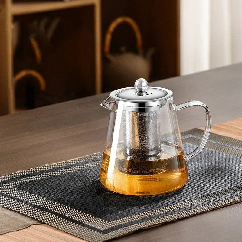 Big Glass Tea Pot with Metal Strainer - Luxicro