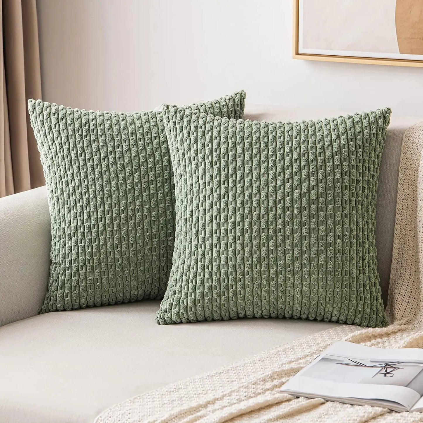 Soft Striped Velvet Decorative Pillow in Modern Rustic Style