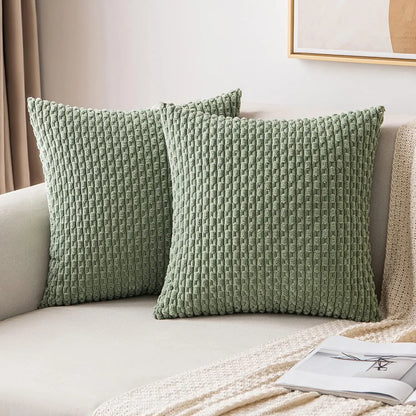 Soft Striped Velvet Decorative Pillow in Modern Rustic Style
