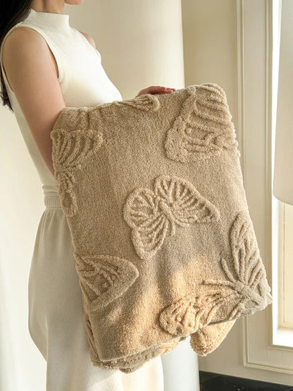 Cozy Plush Throw Blanket with Colorful Butterfly Pattern