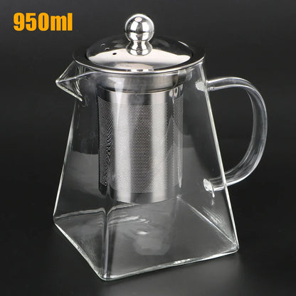Premium Glass Teapot with Steel Strainer, 550ml