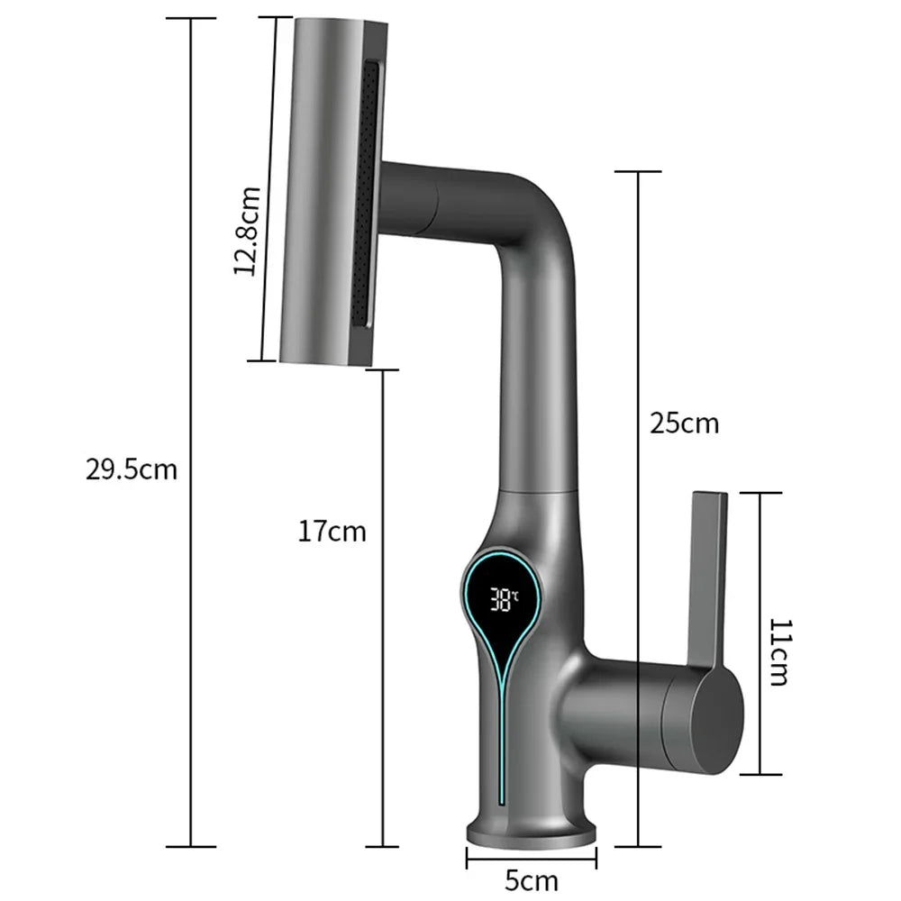 Stylish Touchscreen Bathroom Faucet with Spray Head