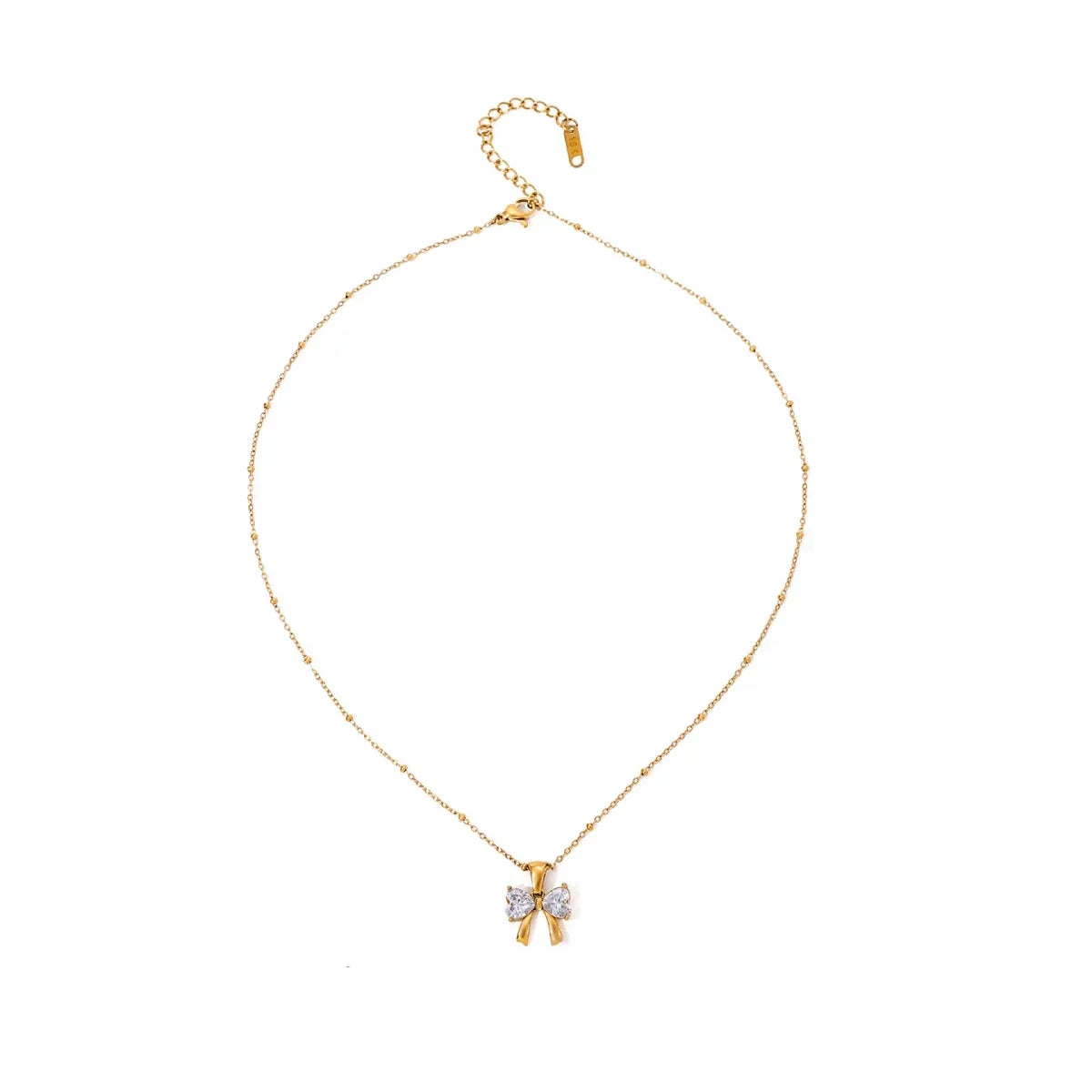 Elegant Ladies Diamond Ribbon Pendant Necklace