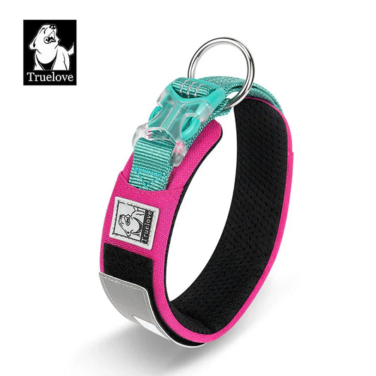 Customizable Padded Dog Collar with Reflective Strip - Luxicro