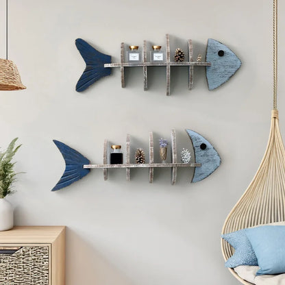 Rustic Wood Coastal Wall Shelf