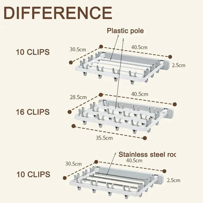 Space Saving Foldable Laundry Dryer Rack with Grip Clips