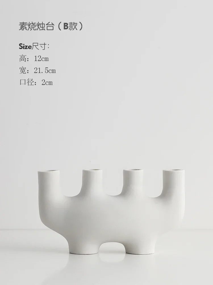 Simple White Ceramic Candle Holder Set of 3