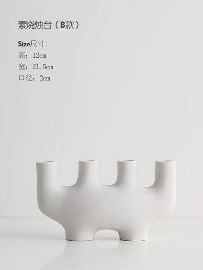 Simple White Ceramic Candle Holder Set of 3