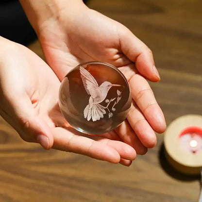 Beautiful Crystal Hummingbird Figurine Lamp