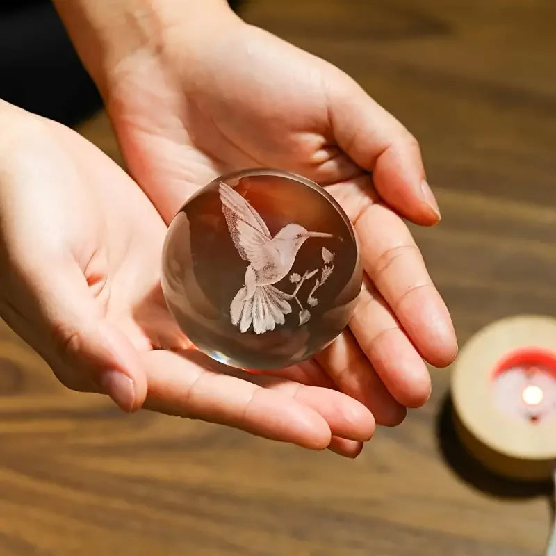 Vibrant Glass Sphere Ornament with LED Light Base