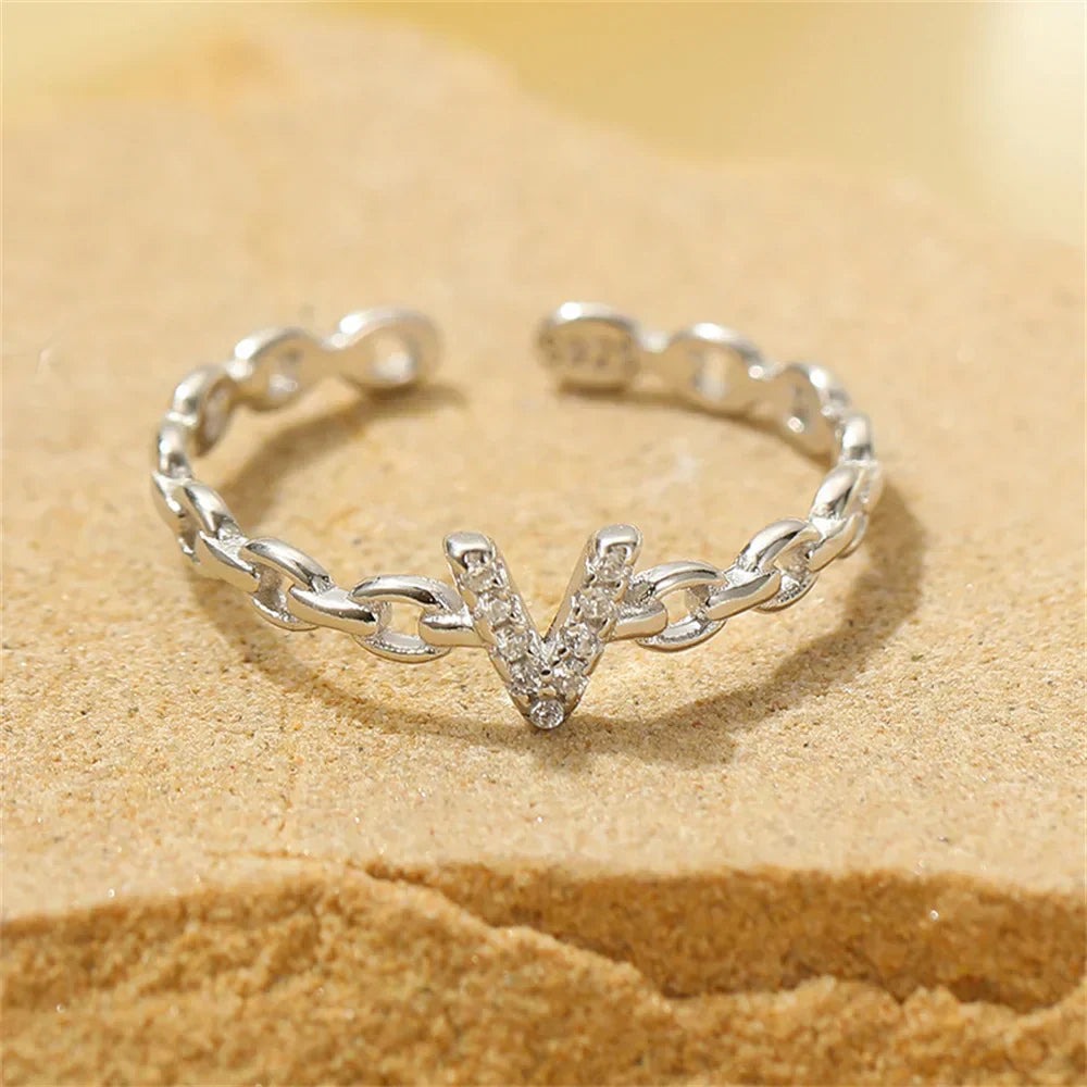 Elegant Initial Diamond Letter Ring
