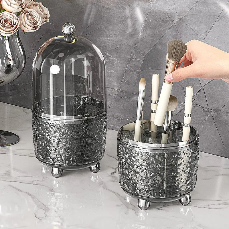 Spinning Cosmetic Organizer Box, Metallic Grey