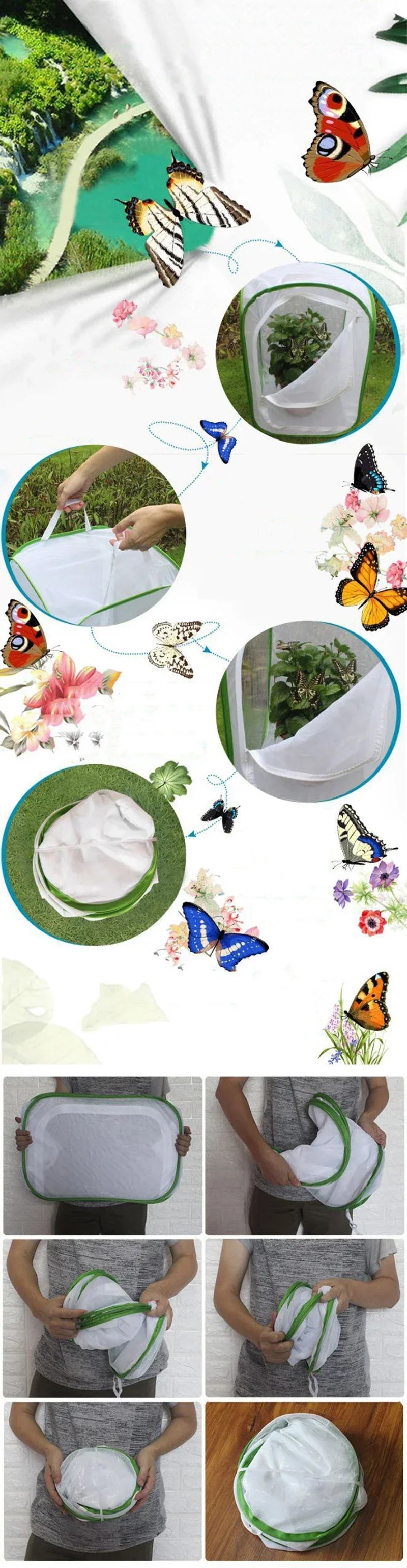 Collapsible Insect Catcher Kit for Butterfly Rearing