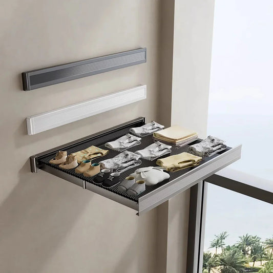 Compact Wall Mount Folding Drying Rack Shelf - Luxicro