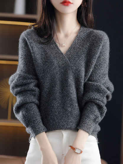 Cozy Women's Crew Neck Knit Wool Sweater