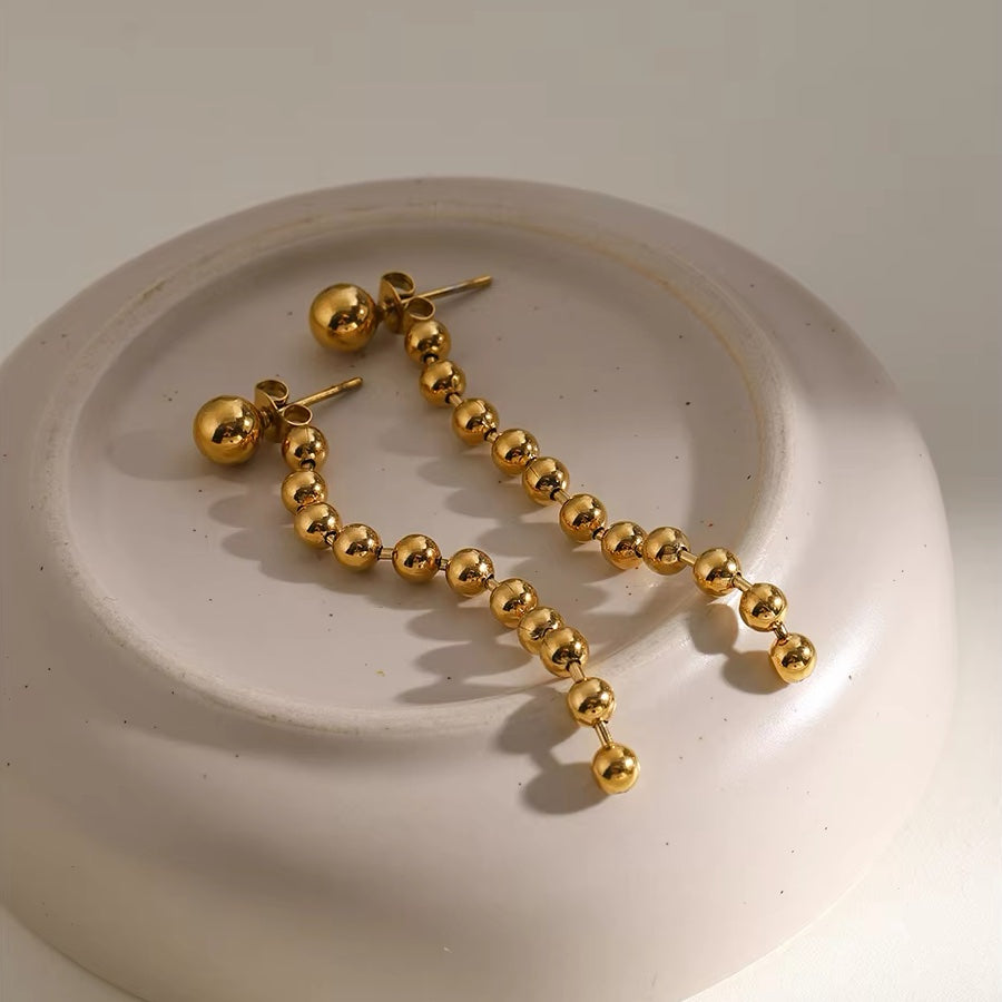 Elegant Dainty Beaded Gold Earrings