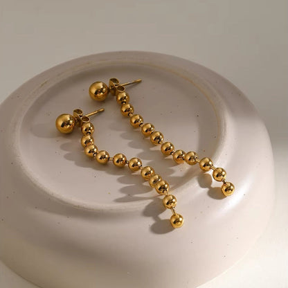 Elegant Dainty Beaded Gold Earrings