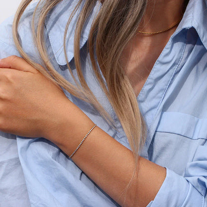 Dainty 2mm Slim Chain Bracelet Necklace Set