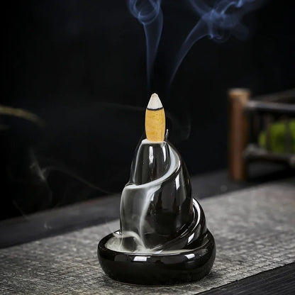 Modern Black Ceramic Incense Holder
