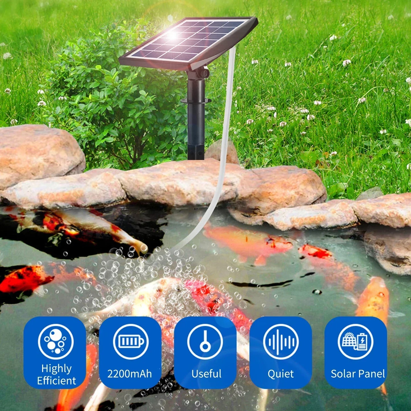 Outdoor Solar Powered Pond Aerator Kit