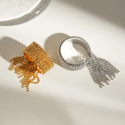 Elegant 18K Gold Drop Adjustable Ring