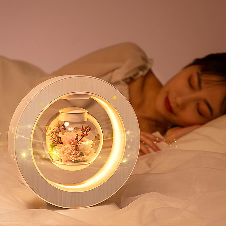 Elegant Floral Glass Desk Lamp