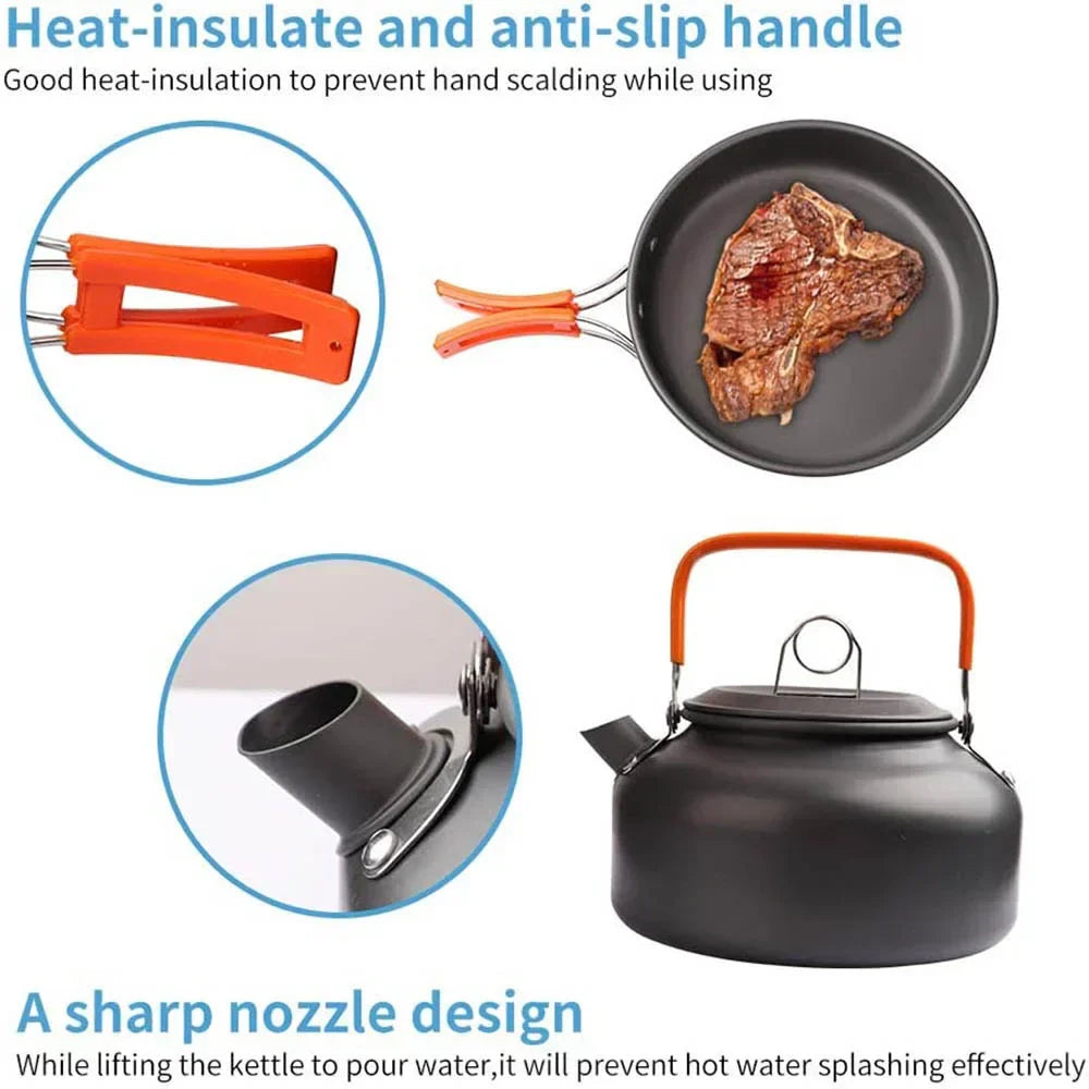 Compact Travel Cookware Set - Durable Easy Clean Camping Kit