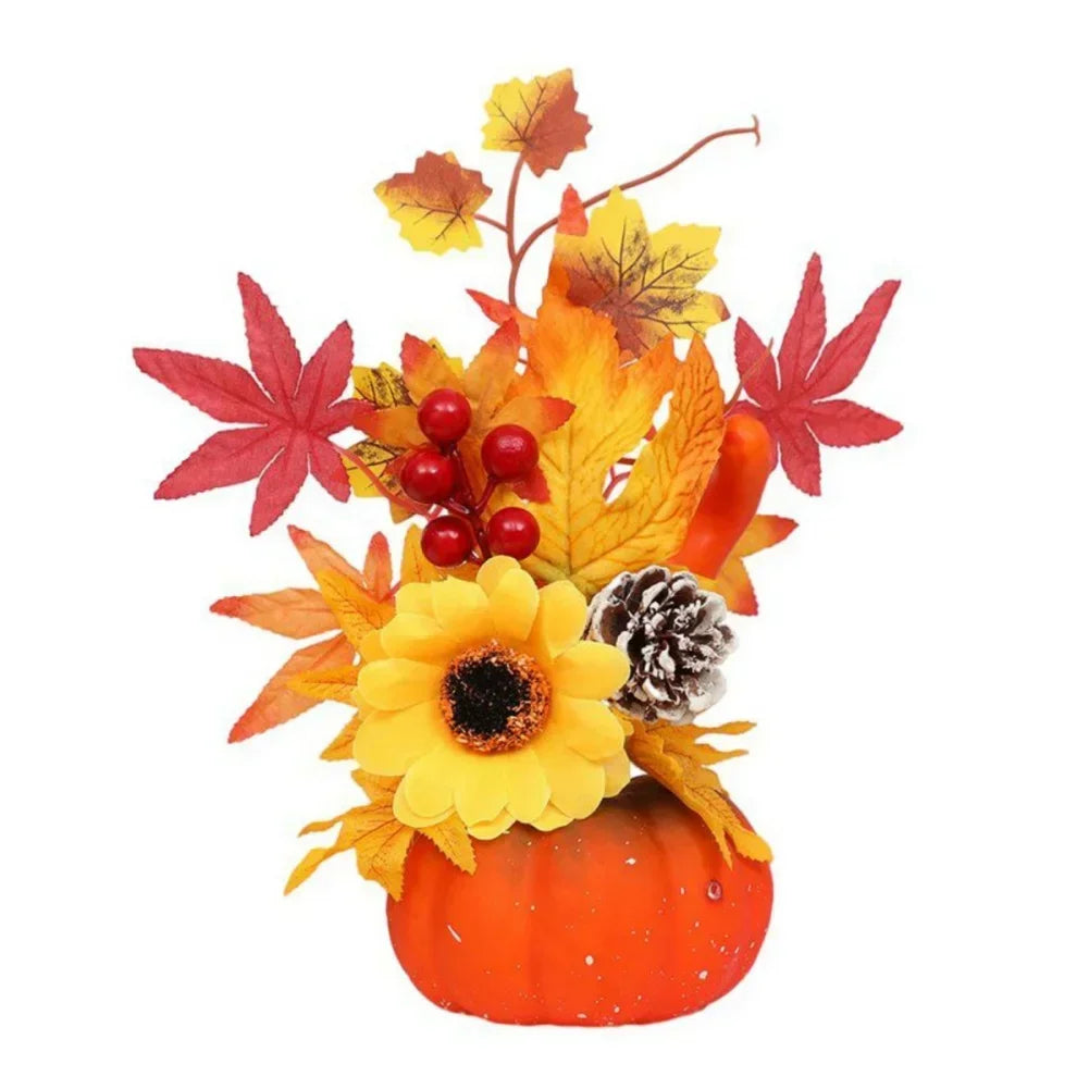 Autumn Decor Pumpkin with Artificial Flowers
