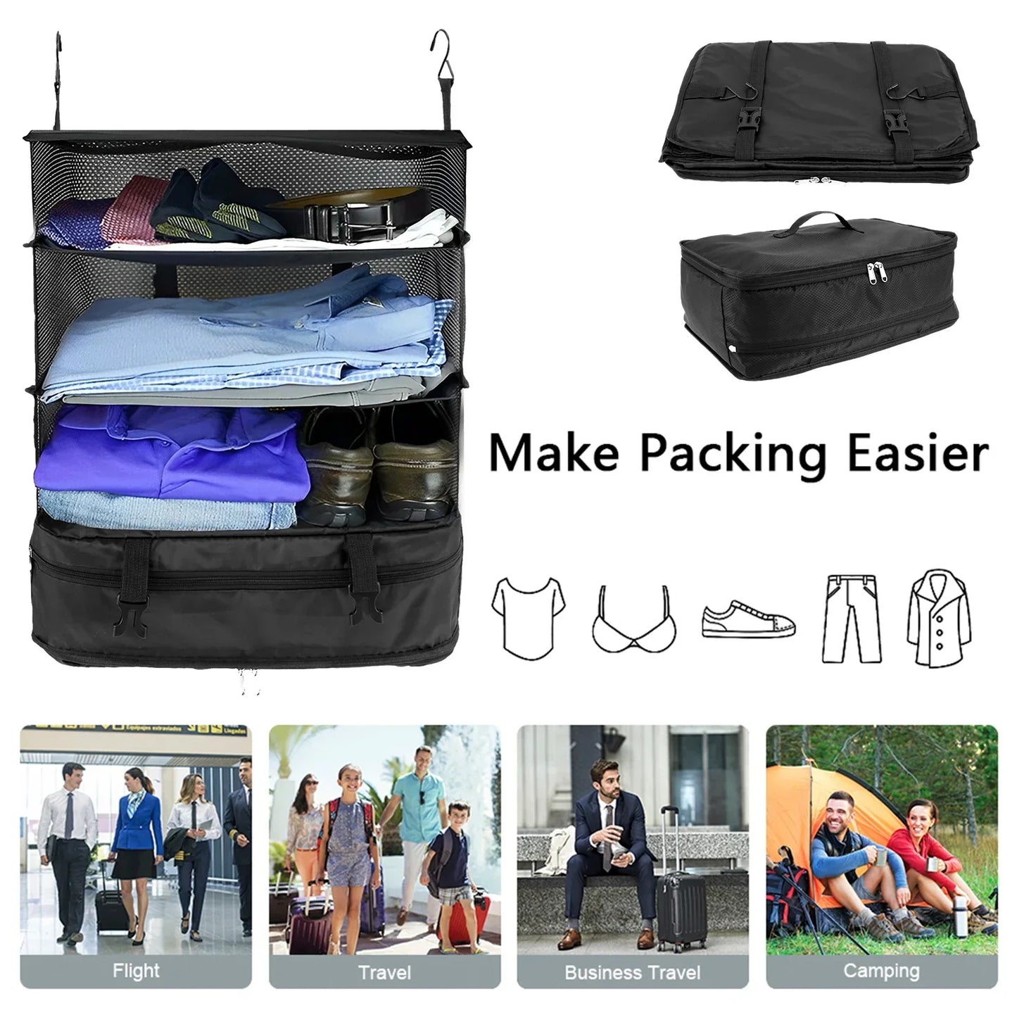 Compact Travel Bag Organizer Shelf