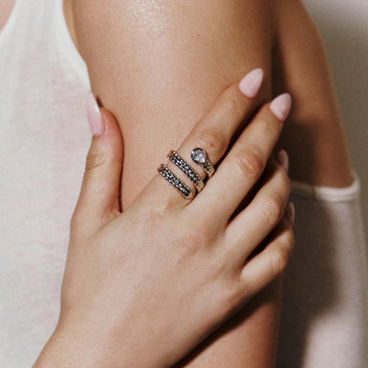 Sparkling Triple Leaf Crystal Ring