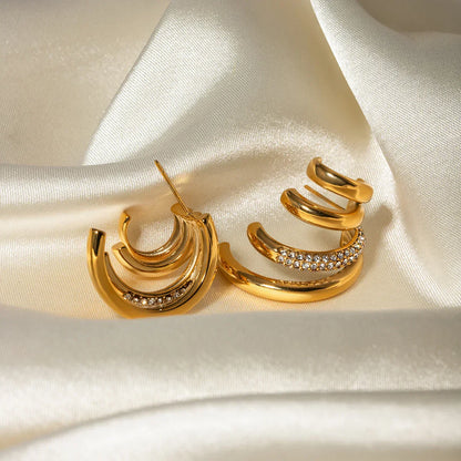 High End 18k Gold Close Fitting Stud Earrings