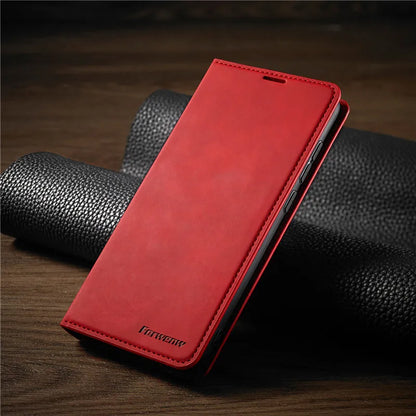 Thin Genuine Leather Phone Case with Secure Closure