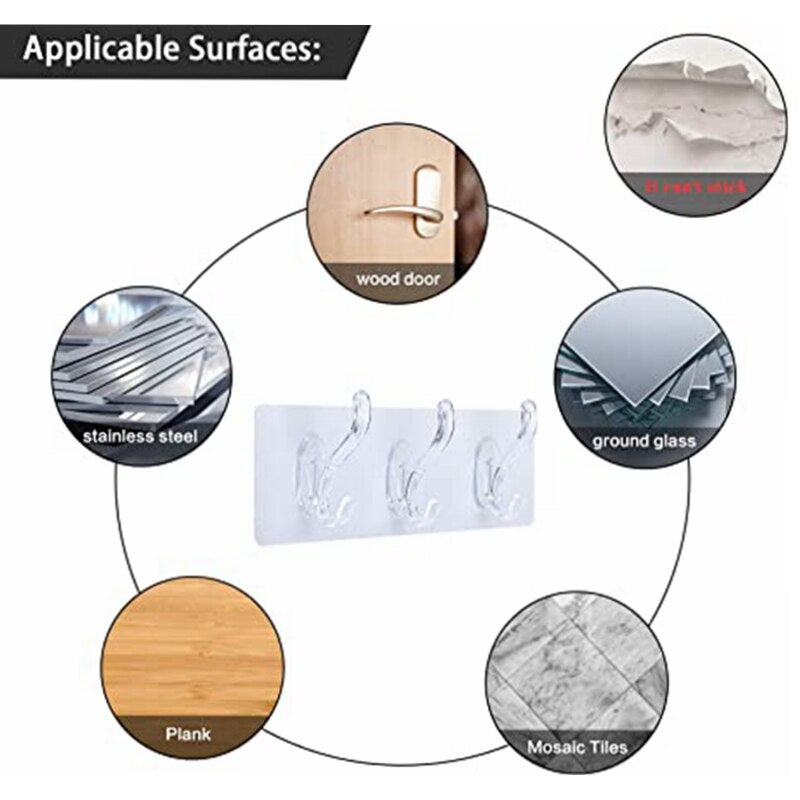 Clear Easy Peel Wall Hooks
