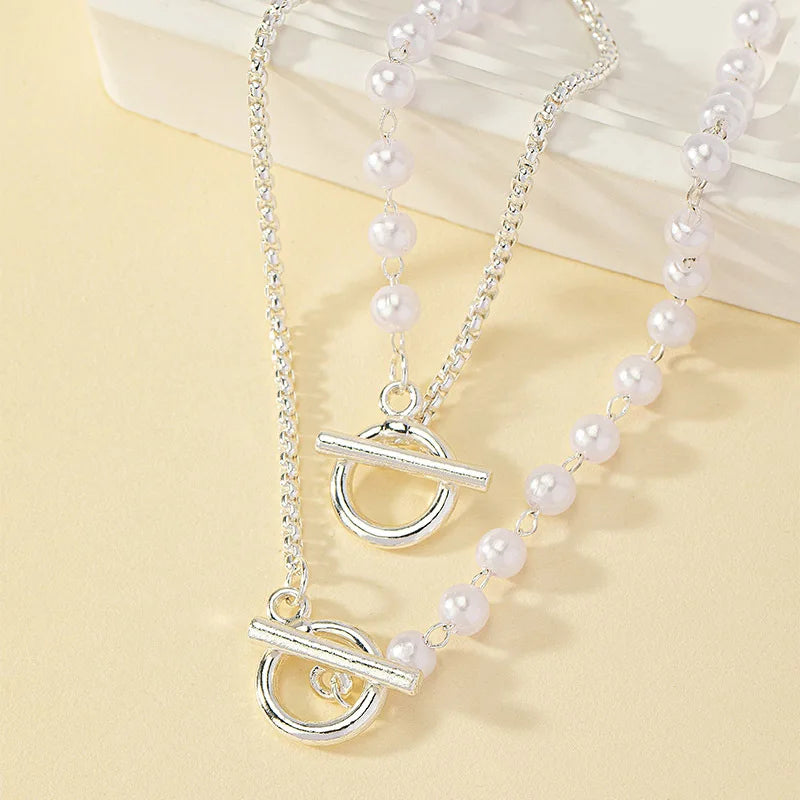 Classic White Pearl Necklace Jewelry Set