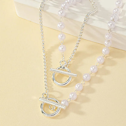 Classic White Pearl Necklace Jewelry Set