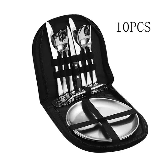 Compact Stainless Steel Camping Cookware Utensils Set - Luxicro