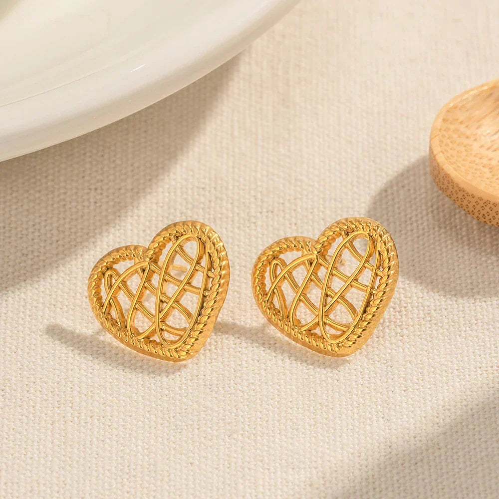 Elegant Open Hoop Gold Stud Earrings