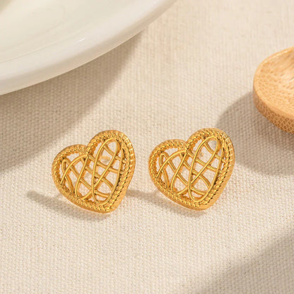 Elegant Open Hoop Gold Stud Earrings
