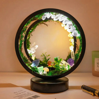 Beautiful Glass Table Lamp with Green Crystals