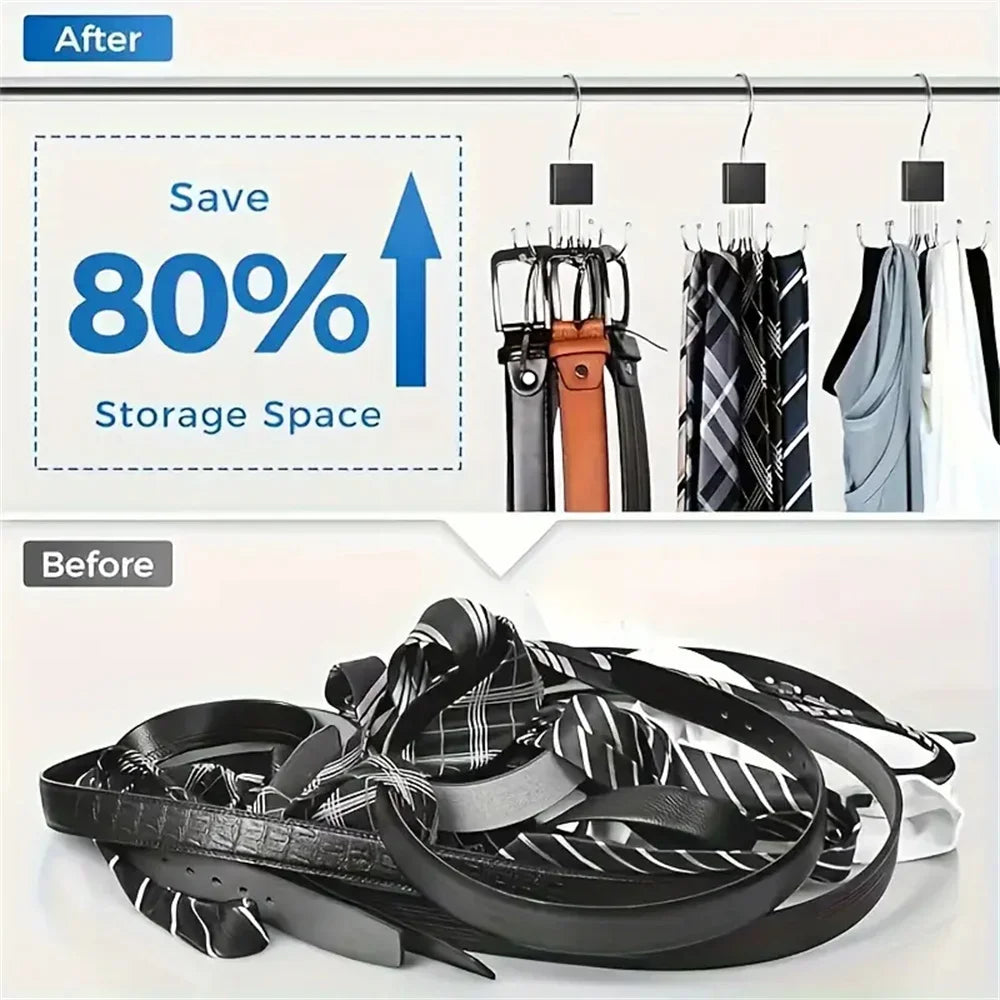 Compact 6 Hook Spin Closet Organizer