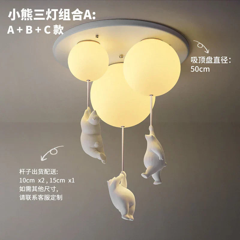 Colorful Bear LED Kids Ceiling Lamp Soft Night Light