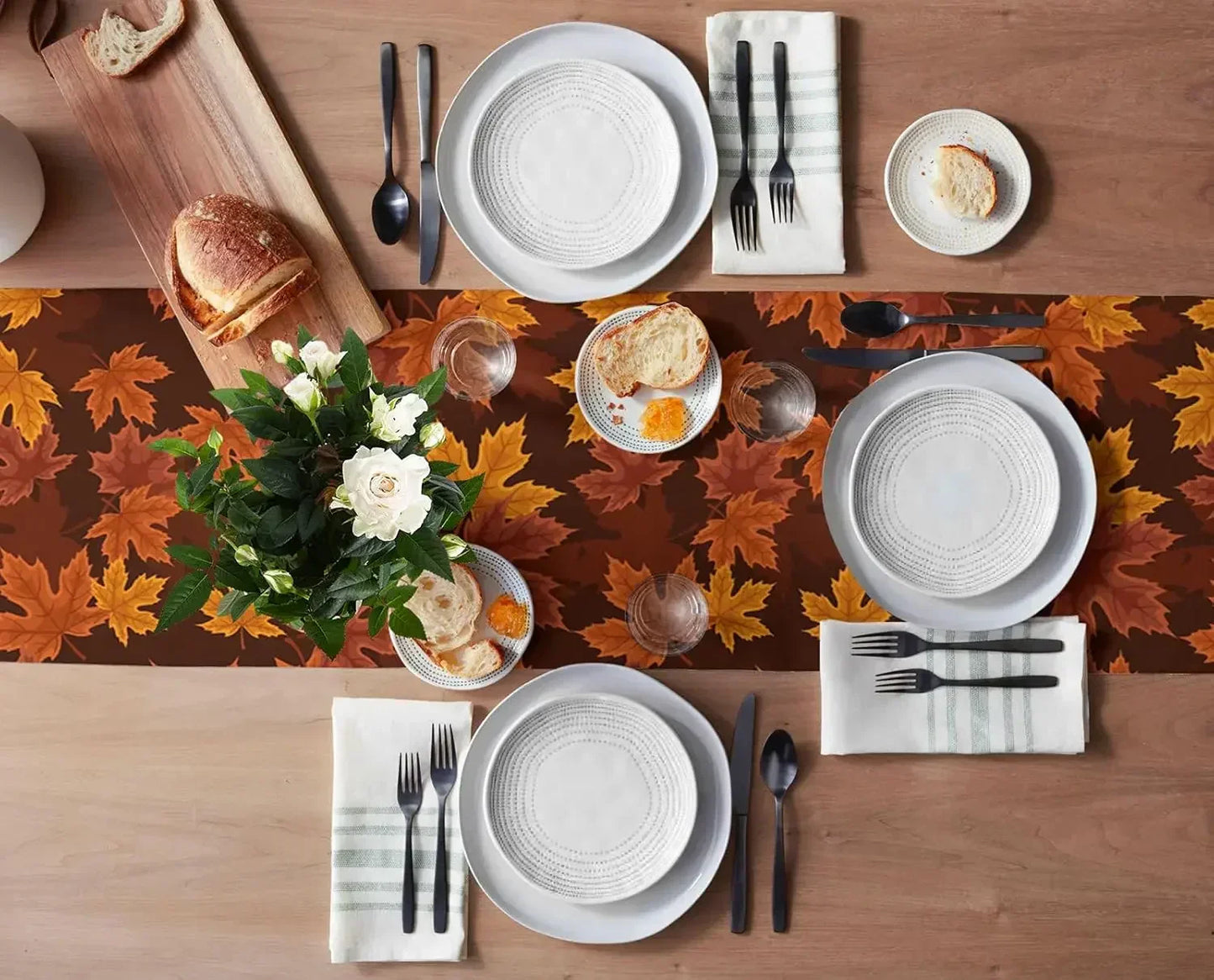 Rustic Beige Autumn Table Runner