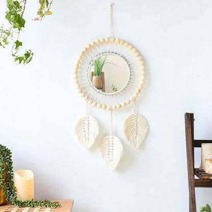 Boho Chic Wall Hanging Mirror Set with Fringe