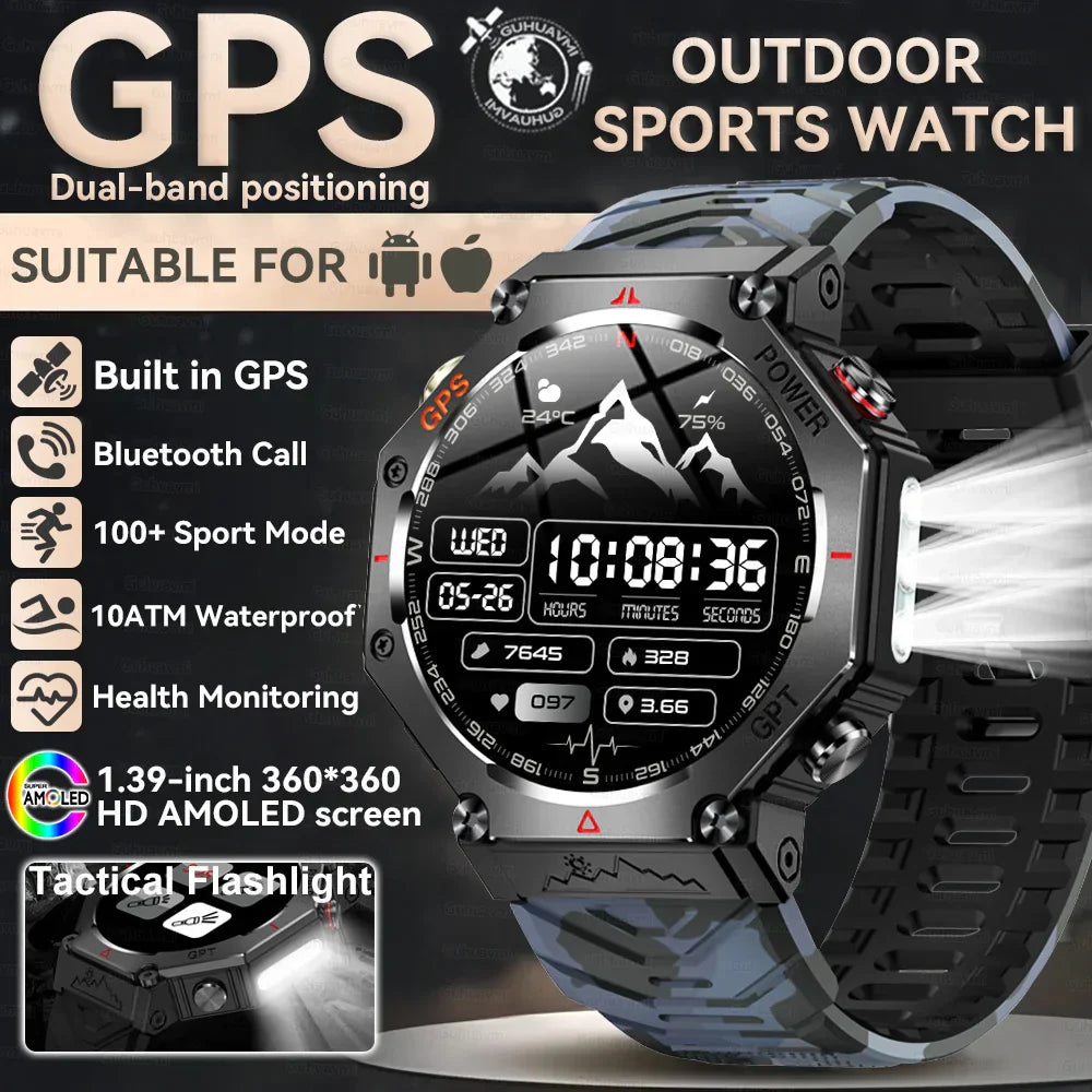 Tough Outdoor GPS Smartwatch Waterproof Bluetooth Fitness Tracker
