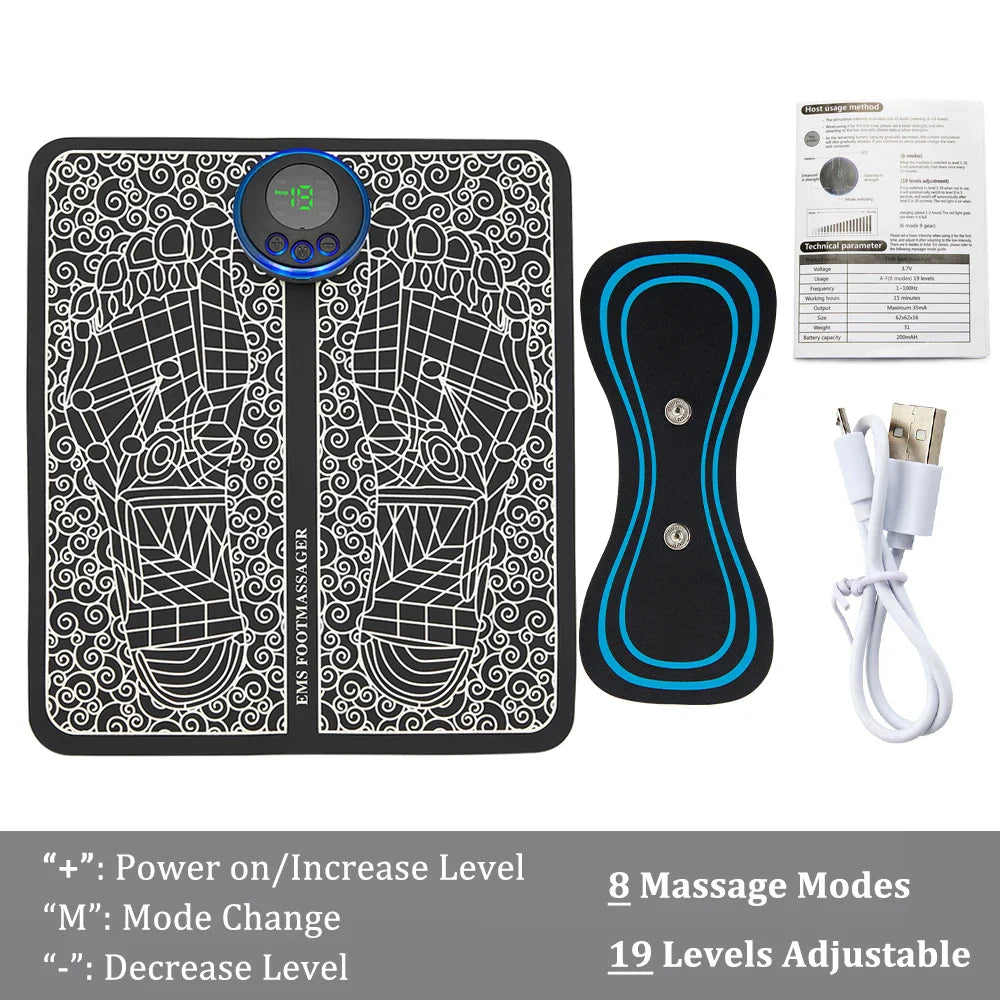 Electric Foot Massage Mat - 8 Modes Rechargeable