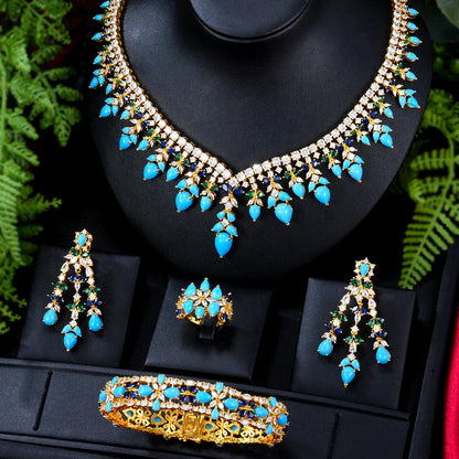 Beautiful Blue Gem Stone Jewelry Storage Box Set