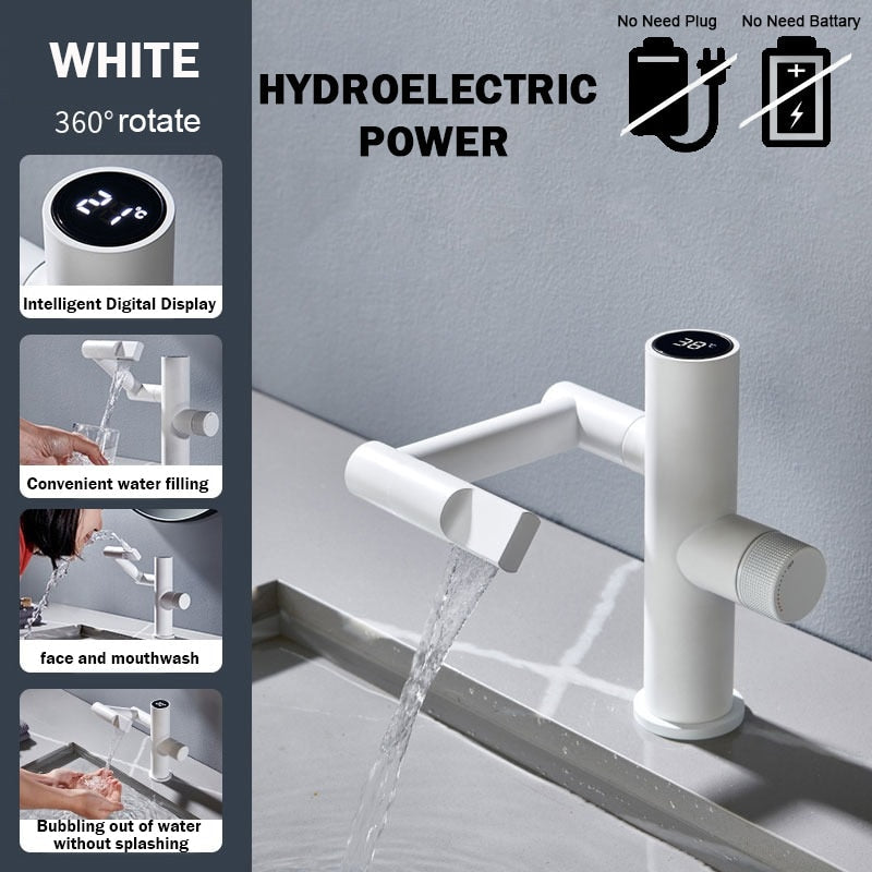 Contemporary Automatic Rotating Waterfall Sink Faucet